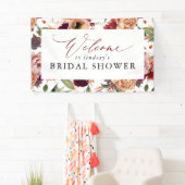 秋花オレンジとバーガンディーレッドウェルカム 横断幕 (インサイチュ)