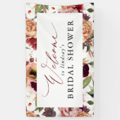 秋花オレンジとバーガンディーレッドウェルカム 横断幕 (縦)