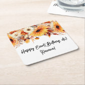 秋花パーティー スクエアペーパーコースター (アングル)