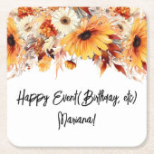 秋花パーティー スクエアペーパーコースター (正面)