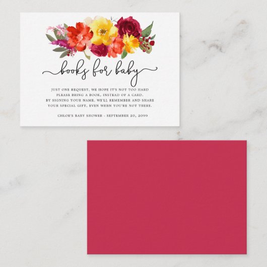 秋花ブックリクエスト赤ちゃんシャワー エンクロージャーカード (正面/裏面)