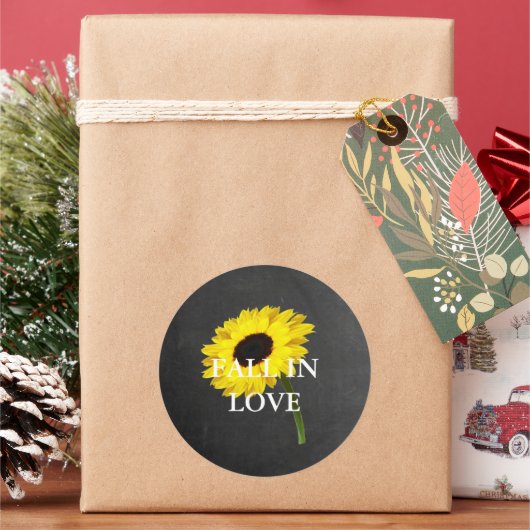 秋花嫁ひまわりお祝い素朴パーティー ラウンドシール (クリスマス)