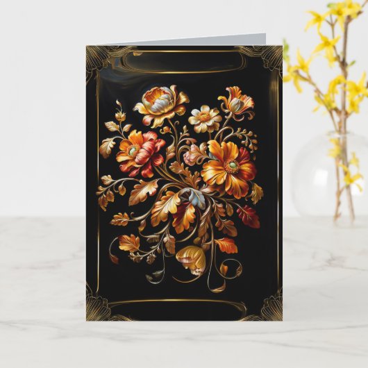 秋花悔やみや弔慰 カード (黄色い花)