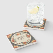 秋花枠カスタマイズ可能な詩 ストーンコースター (横)