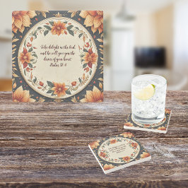 秋花枠カスタマイズ可能な詩 ストーンコースター