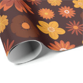 秋花模様と秋開花シームレス誕生日 ラッピングペーパー (ロールコーナー)