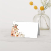 秋花模様カボチャ名結婚Date's プレイスカード (裏面)