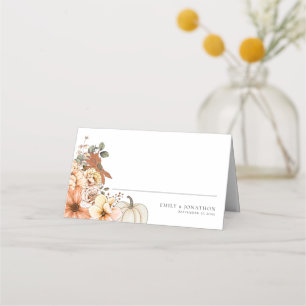 秋花模様カボチャ名結婚Date's プレイスカード