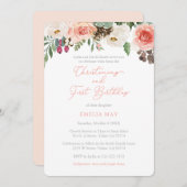 秋花模様ガール《キリスト教》洗礼式や命名式1st誕生日パーティー 招待状 (正面/裏面)