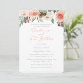 秋花模様ガール《キリスト教》洗礼式や命名式1st誕生日パーティー 招待状 (スタンド正面)