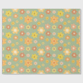 秋花模様ゴールデンシームレス感謝祭素朴 ラッピングペーパー (フラット)