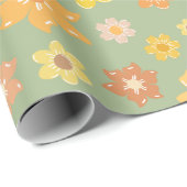 秋花模様ゴールデンシームレス感謝祭素朴 ラッピングペーパー (ロールコーナー)
