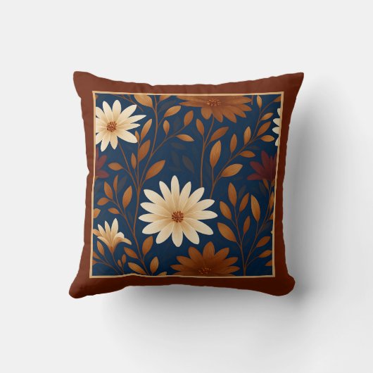 秋花模様ズファームハウスボホエレガント- クッション (裏面)