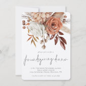 秋花模様テラコッタフレンドセビングサンクスギビング 招待状 (正面)