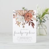 秋花模様テラコッタフレンドセビングサンクスギビング 招待状 (スタンド正面)