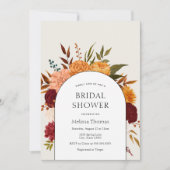 秋花模様メンムスアンドマリゴルドアーチブライダルシャワー 招待状 (正面)