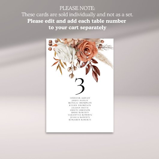 秋花模様名シーティンググラフテーブル番号カード サンキューカード
