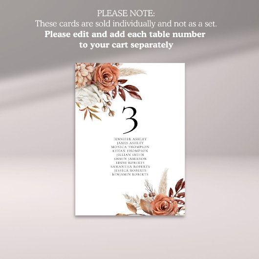 秋花模様表番号名座席表カード サンキューカード