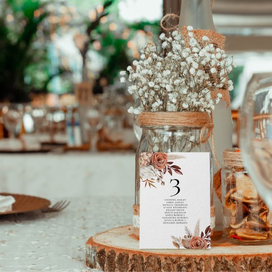 秋花模様表番号名座席表カード サンキューカード