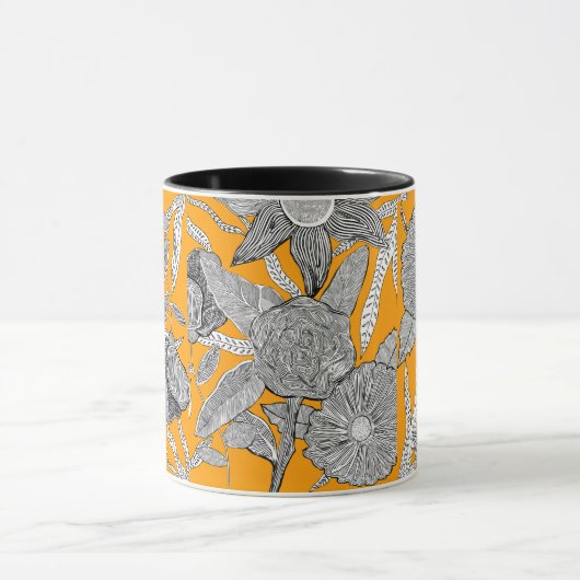 秋花模様 マグカップ (中央)