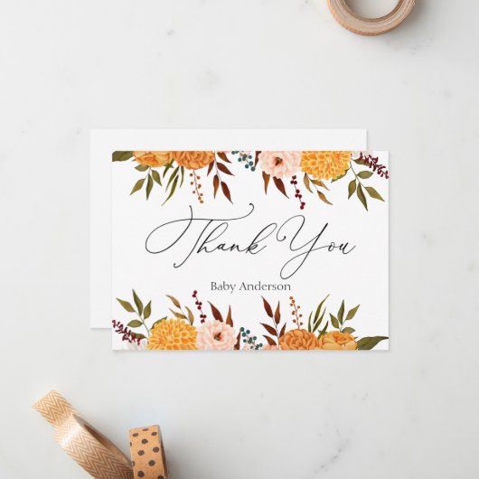 秋花模様Mumsありがとうノートカード ノートカード (正面/裏面インサイチュ)