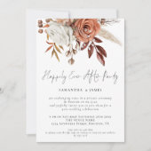 秋花模様QRパーティーの後ずっと幸せ結婚に 招待状 (正面)