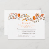 秋花水彩絵を描式RSVPカード 出欠カード (正面/裏面)