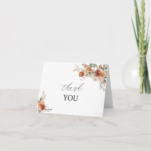 秋花水彩赤ちゃんシャワーありがとう サンキューカード (正面)