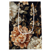 秋花秋の植物性ヴィンテージ模様 ミディアムペーパーバッグ (裏面)