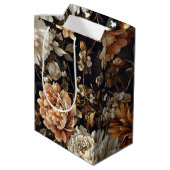 秋花秋の植物性ヴィンテージ模様 ミディアムペーパーバッグ (裏面アングル)