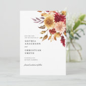 秋花結婚式の日付カードを保存 招待状 (スタンド正面)