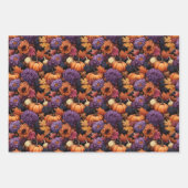 秋茎葉水彩アイソメベクトルアート ラッピングペーパーシート (正面2)