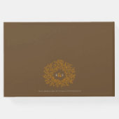 秋茶色の白いオレンジ色の葉モノグラム結婚の ゲストブック (裏面)