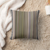 秋草茶と緑ストライプ色 クッション (ブランケット)