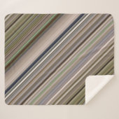 秋草茶と緑ストライプ色 シェルパブランケット (正面(横))