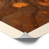 秋葉の女に落ちるオレンジ色のガウン女 ポスター (角)