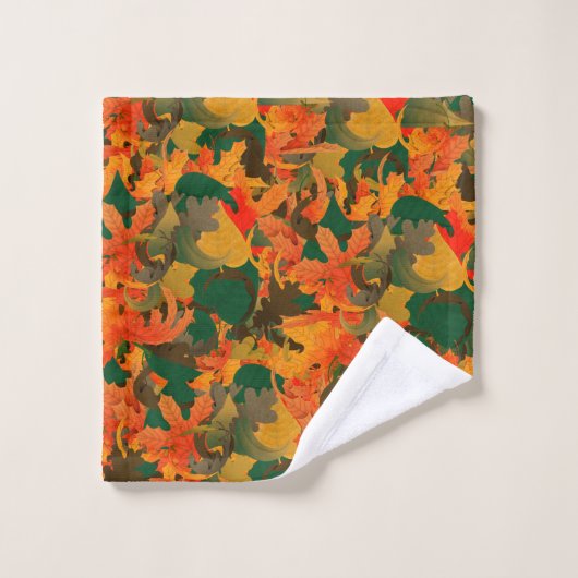 秋葉の秋の模様 バスタオルセット (ウォッシュタオル)