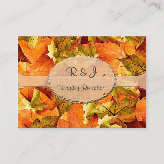 秋葉カラフルウェディングレセプションカード。 エンクロージャーカード (正面)