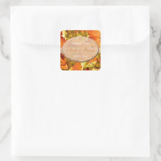 秋葉カラー結婚式の引き出物感謝していユー スクエアシール (バッグ)