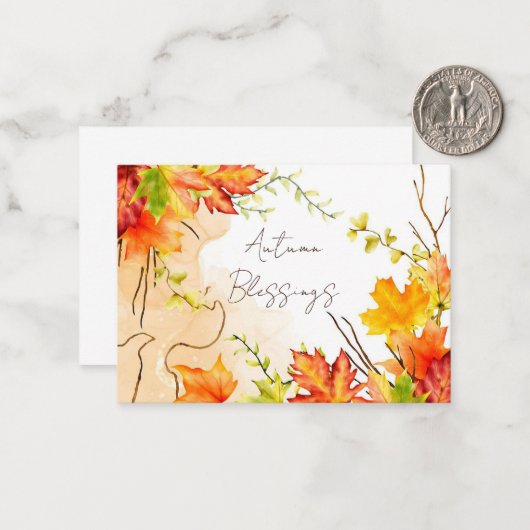 秋葉メープル文字付きカスタム ノートカード (正面/裏面インサイチュ)