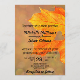 秋葉付きハート結婚式招待状 招待状