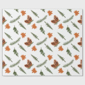 秋葉及びピネコンのシームレスラッピング紙 ラッピングペーパー (フラット)