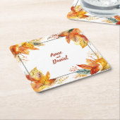 秋葉広場パーソナライズされた結婚Coasters スクエアペーパーコースター (アングル)