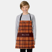 秋葉樹オレンジブラウン幾何学模様 エプロン (着用した状態)