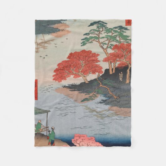 秋葉神社内でヴィンテージ浮日本の世絵 フリースブランケット (正面)