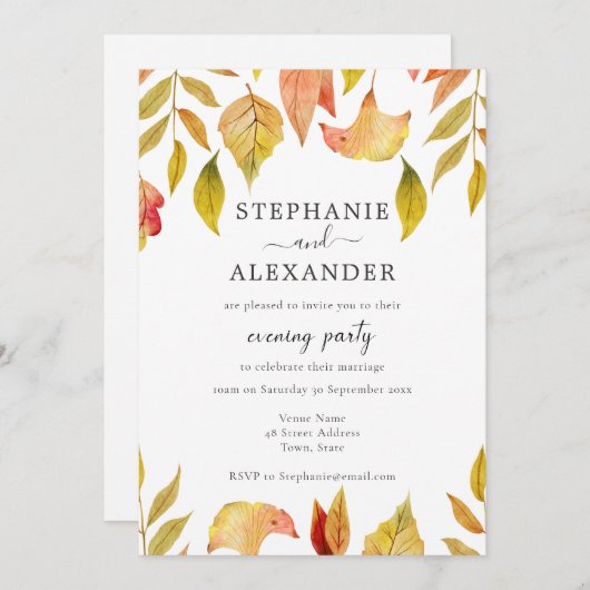 秋葉秋の結婚夕べパーティー 招待状 (正面/裏面)