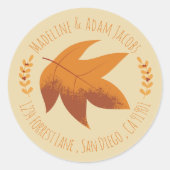 秋葉秋カップル差出人住所シール ラウンドシール (正面)