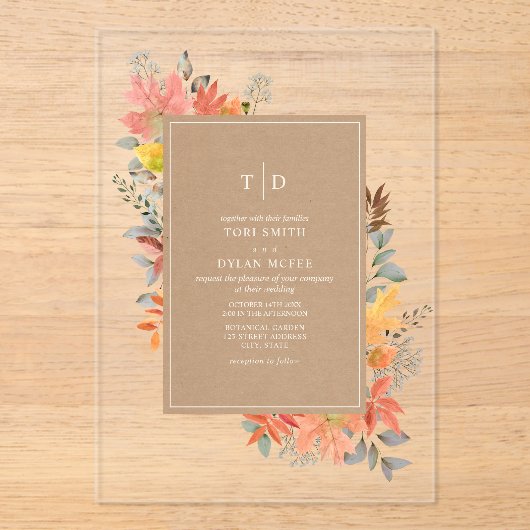 秋葉紅葉秋の結婚式招待状 アクリル招待状 (正面)