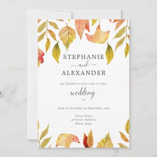 秋葉落ち結婚のQRコード 招待状 (正面)