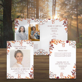 秋葬儀追悼式の折り畳み プログラム